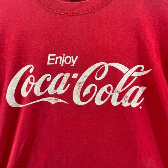 Coca-cola Vintage T-Shirt Mens Sz L Large Red With White Logo Flaws - Picture 4 of 9